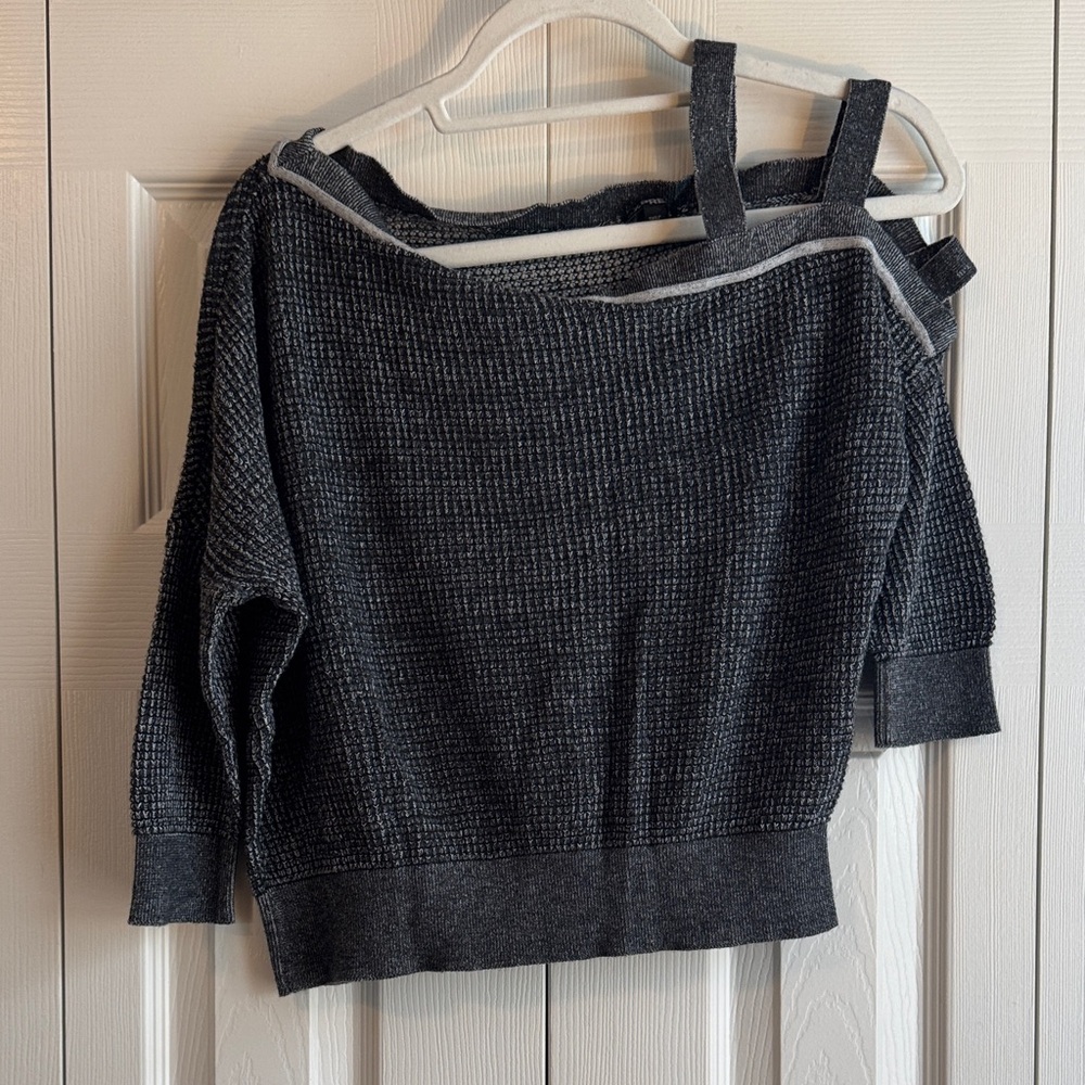Express Dark Gray Off-the-Shoulder Sweater